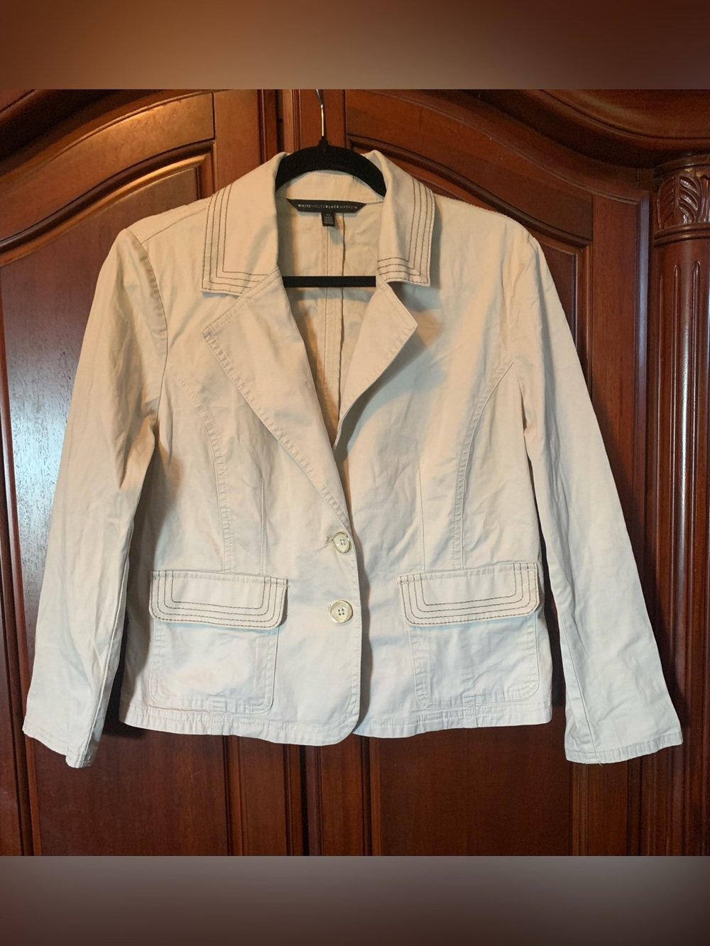 White House Black Market Cream Tailored Two-Button Blazer